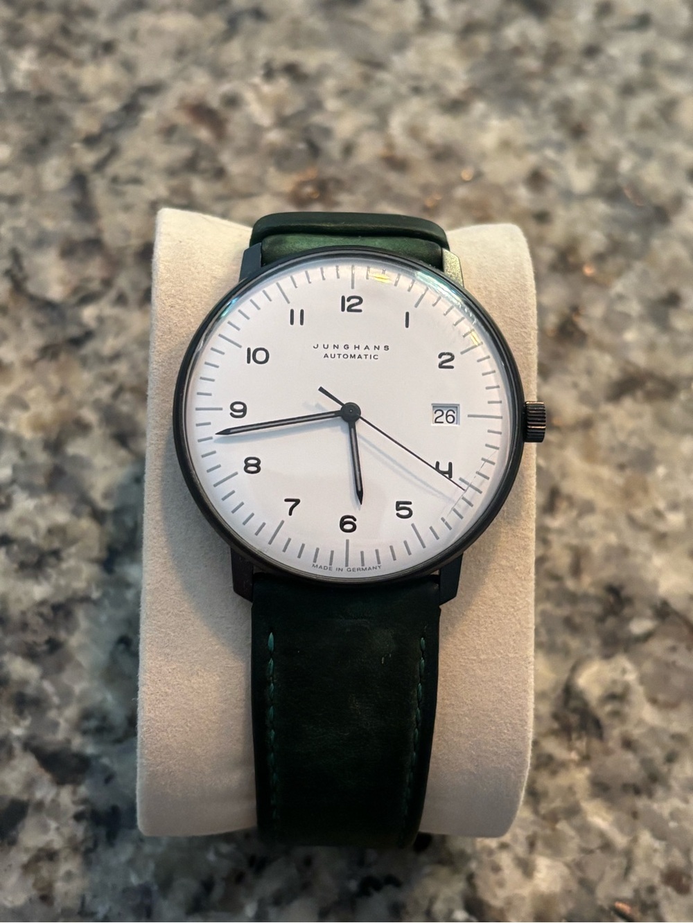 Junghans Automatic Minimalist Watch - White Dial Green Strap
